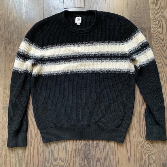 Black Chunky Round Neck Cotton Sweater - Picture 1 of 6